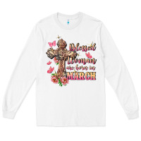 White Blessed women are born in March Long Sleeve Tee - FaDigitalArtStudio