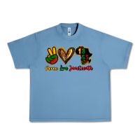 Pebble Blue Peace love Juneteenth Urban Heavy Tee - HowdyJamesFarm