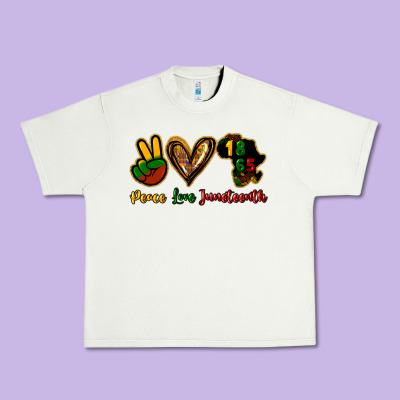 Peace Love Juneteenth Urban Heavy Tee Designed By Howdyjamesfarm