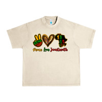 Sandshell Peace love Juneteenth Urban Heavy Tee - HowdyJamesFarm