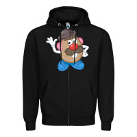Black Womens Mr. Potato Head Simple Portrait Zipper Hoodie - longCreatives