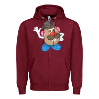 Burgundy Womens Mr. Potato Head Simple Portrait Zipper Hoodie - longCreatives