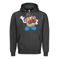 Charcoal Heather Womens Mr. Potato Head Simple Portrait Zipper Hoodie - longCreatives