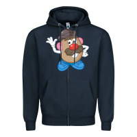 Navy Womens Mr. Potato Head Simple Portrait Zipper Hoodie - longCreatives