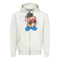 Oatmeal Heather Womens Mr. Potato Head Simple Portrait Zipper Hoodie - longCreatives