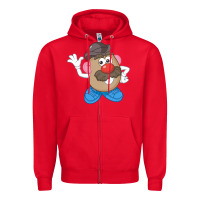 Red Womens Mr. Potato Head Simple Portrait Zipper Hoodie - longCreatives