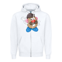 White Womens Mr. Potato Head Simple Portrait Zipper Hoodie - longCreatives