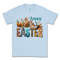 Dusty Blue Happy Easter with Cowboy Easter Day Classic Tee - HowdyJamesFarm
