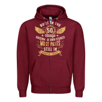 Burgundy Mens Vintage 1950s Built In The 50s Fifties Funny 70th Birthday Zipper Hoodie - longCreatives