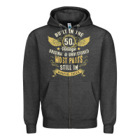 Charcoal Heather Mens Vintage 1950s Built In The 50s Fifties Funny 70th Birthday Zipper Hoodie - longCreatives