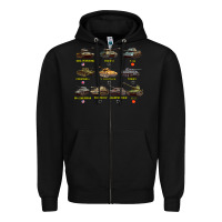 Black Top Ten Best WW2 Tanks M4 Sherman Panzer IV Tiger II T34 Zipper Hoodie - longCreatives