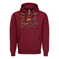 Burgundy Top Ten Best WW2 Tanks M4 Sherman Panzer IV Tiger II T34 Zipper Hoodie - longCreatives