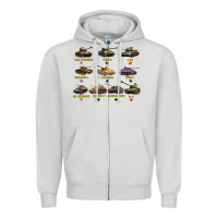 Dove Grey Top Ten Best WW2 Tanks M4 Sherman Panzer IV Tiger II T34 Zipper Hoodie - longCreatives