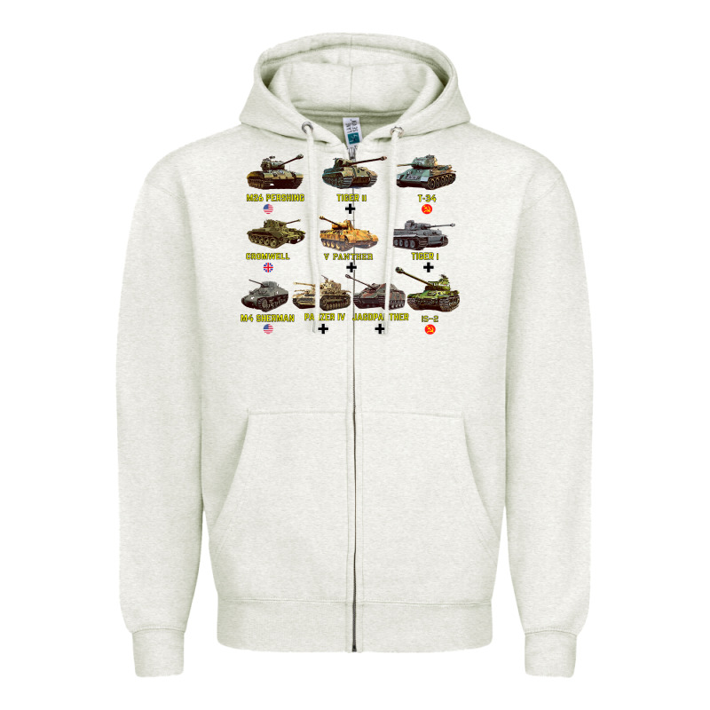 Top Ten Best Ww2 Tanks M4 Sherman Panzer Iv Tiger Ii T34 Zipper Hoodie by longCreatives | Teevron