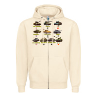 Sandshell Top Ten Best WW2 Tanks M4 Sherman Panzer IV Tiger II T34 Zipper Hoodie - longCreatives