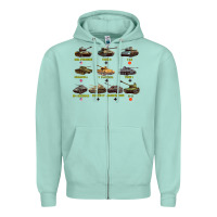 Seafoam Top Ten Best WW2 Tanks M4 Sherman Panzer IV Tiger II T34 Zipper Hoodie - longCreatives