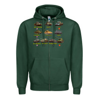 Sports Green Top Ten Best WW2 Tanks M4 Sherman Panzer IV Tiger II T34 Zipper Hoodie - longCreatives