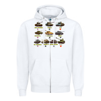 White Top Ten Best WW2 Tanks M4 Sherman Panzer IV Tiger II T34 Zipper Hoodie - longCreatives