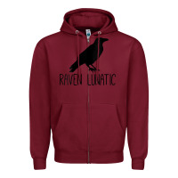 Burgundy Womens Raven Lunatic, Funny Bird Lover Gift Men Women Kids Zipper Hoodie - longCreatives