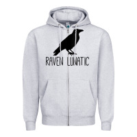 Heather Grey Womens Raven Lunatic, Funny Bird Lover Gift Men Women Kids Zipper Hoodie - longCreatives