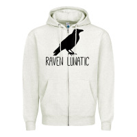 Oatmeal Heather Womens Raven Lunatic, Funny Bird Lover Gift Men Women Kids Zipper Hoodie - longCreatives