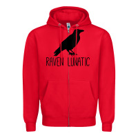 Red Womens Raven Lunatic, Funny Bird Lover Gift Men Women Kids Zipper Hoodie - longCreatives
