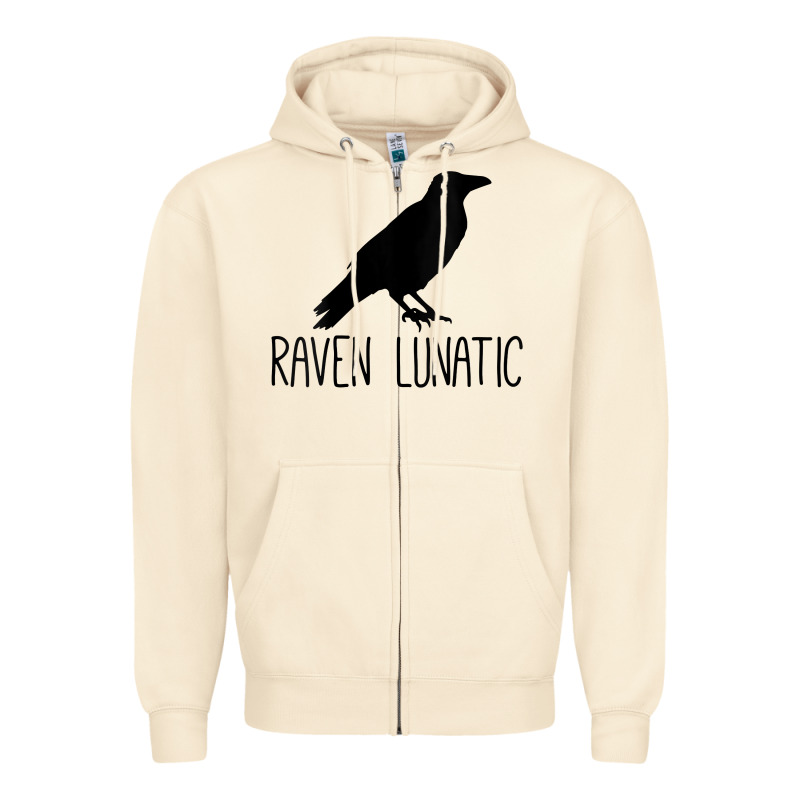 Womens Raven Lunatic, Funny Bird Lover Gift Men Women Kids Zipper Hoodie by longCreatives | Teevron