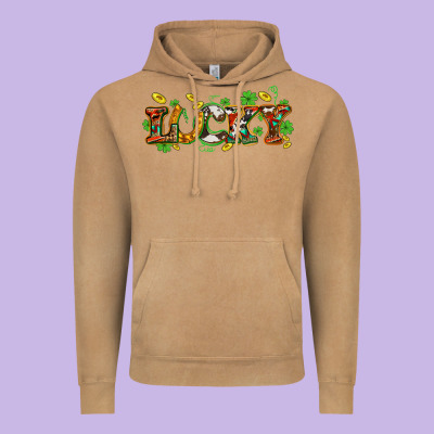 St. Patrick's Western Lucky And Shamrocks Vintage Hoodie Designed By Oliviacreatesart
