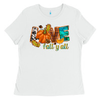 White Love Fall y'all Ladies Tee - NancyCooperArtShop