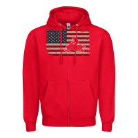 Red Snowmobile USA Flag Snow Sled Patriotic Snowmobiling Gift Zipper Hoodie - longCreatives