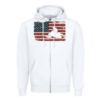 White Snowmobile USA Flag Snow Sled Patriotic Snowmobiling Gift Zipper Hoodie - longCreatives