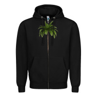 Black Tropical Palm Tree Zipper Hoodie - longCreatives