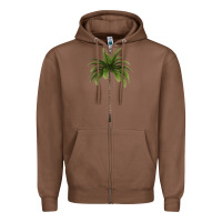 Chestnut Tropical Palm Tree Zipper Hoodie - longCreatives