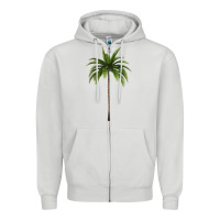 Dove Grey Tropical Palm Tree Zipper Hoodie - longCreatives