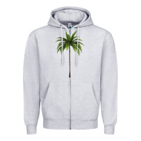 Heather Grey Tropical Palm Tree Zipper Hoodie - longCreatives