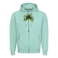 Seafoam Tropical Palm Tree Zipper Hoodie - longCreatives