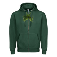 Sports Green Tropical Palm Tree Zipper Hoodie - longCreatives