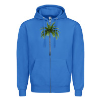 True Royal Tropical Palm Tree Zipper Hoodie - longCreatives