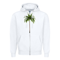 White Tropical Palm Tree Zipper Hoodie - longCreatives