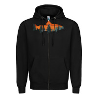 Black Trout Fly Fishing Nature Outdoor Fisherman Gift Zipper Hoodie - longCreatives