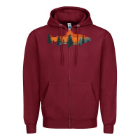 Burgundy Trout Fly Fishing Nature Outdoor Fisherman Gift Zipper Hoodie - longCreatives