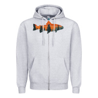 Heather Grey Trout Fly Fishing Nature Outdoor Fisherman Gift Zipper Hoodie - longCreatives