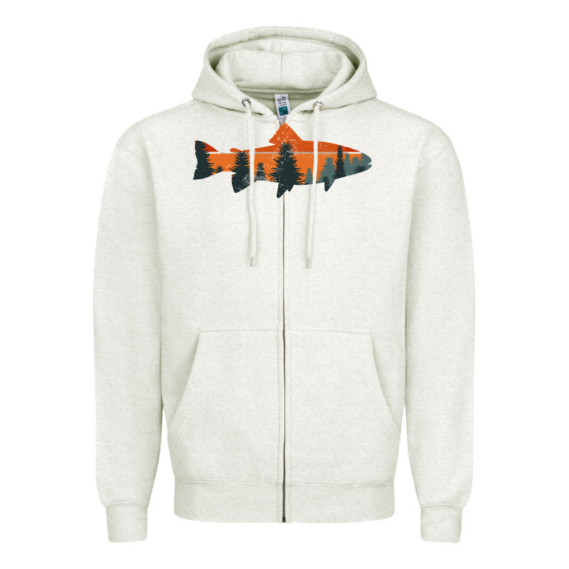 Trout Fly Fishing Nature Outdoor Fisherman Gift Zipper Hoodie by longCreatives | Teevron