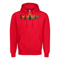 Red Trout Fly Fishing Nature Outdoor Fisherman Gift Zipper Hoodie - longCreatives