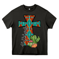 Asphalt aztec cactus cross Heavy Core Tee - JahusDesignShop
