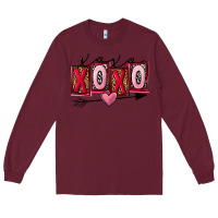 Burgundy Xoxo love Valentine's Day Long Sleeve Tee - FaDigitalArtStudio