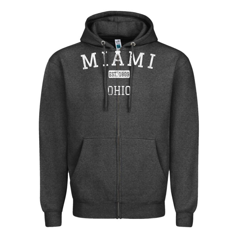 Miami Ohio Oh Vintage Zipper Hoodie by longCreatives | Teevron