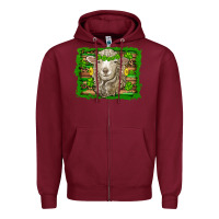 Burgundy st patricks day sheep shamrock gold  serape leopard glitter Zipper Hoodie - Artiststas