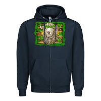 Navy st patricks day sheep shamrock gold  serape leopard glitter Zipper Hoodie - Artiststas