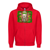 Red st patricks day sheep shamrock gold  serape leopard glitter Zipper Hoodie - Artiststas